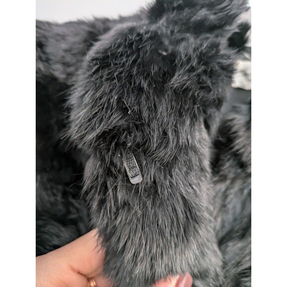 Vintage Cecile De France, Sz Medium Black Rabbit Fur Coat - Picture 8 of 10